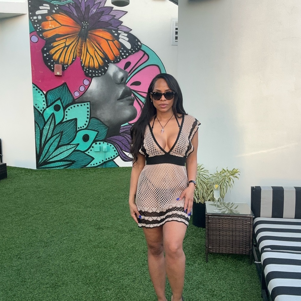 Black and Tan Women's Swim Cover-Up